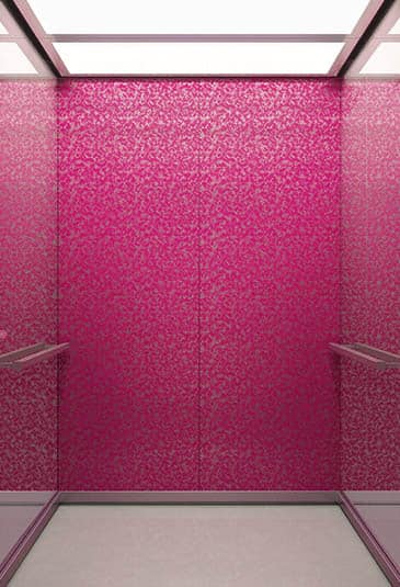 KONE S MiniSpace ™ elevator with Industrial Chic style pink interior